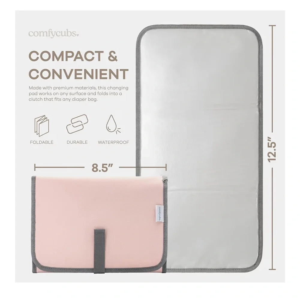Portable Pink and Gray Baby Changing Mat